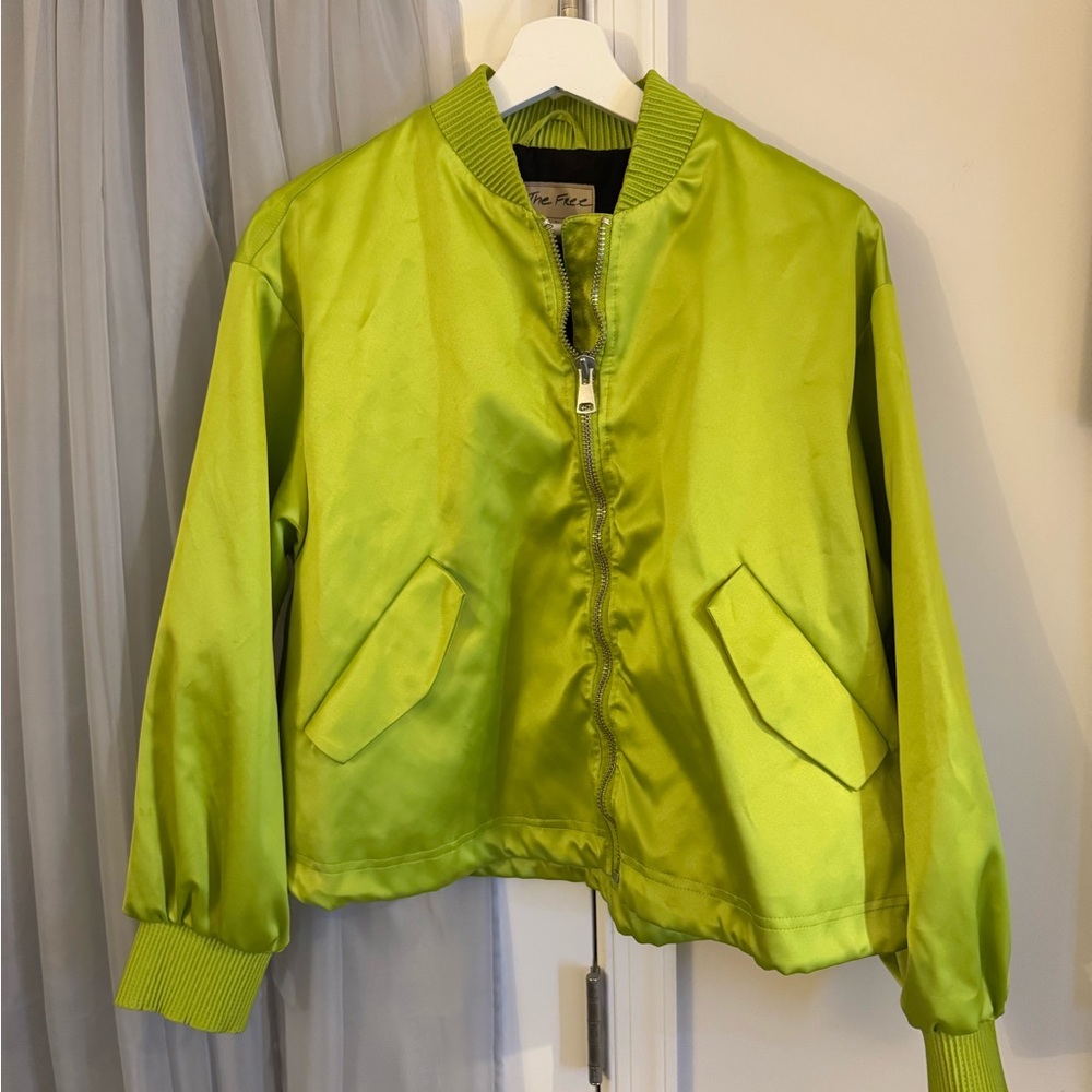 Free People Lime Green Ribbed Jacket